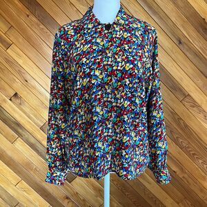 Vintage 80s/90s Abstract Floral Silk Button Up